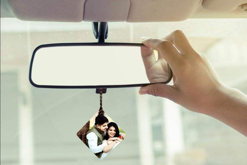 Deep Print Personalized Acrylic Car Hanging Custom Photo (Set of 2) Multicolor (Diamond) - Image 5
