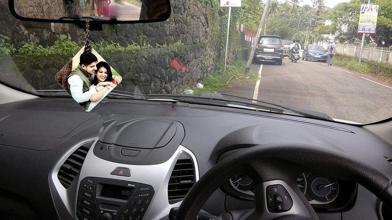 Deep Print Personalized Acrylic Car Hanging Custom Photo (Set of 2) Multicolor (Diamond) - Image 3