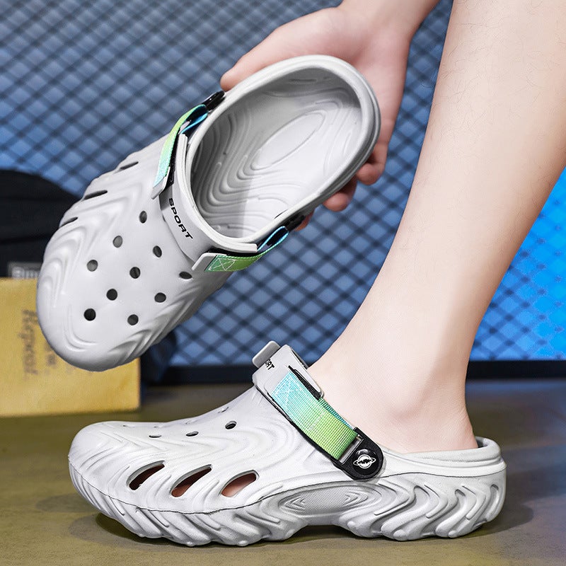 Dropshipping Large Size Perforated Shoes For Men 2026 New Model Outdoor Beach Shoes Eva Non-Slip Closed-Toe Detachable Sandals - Image 2