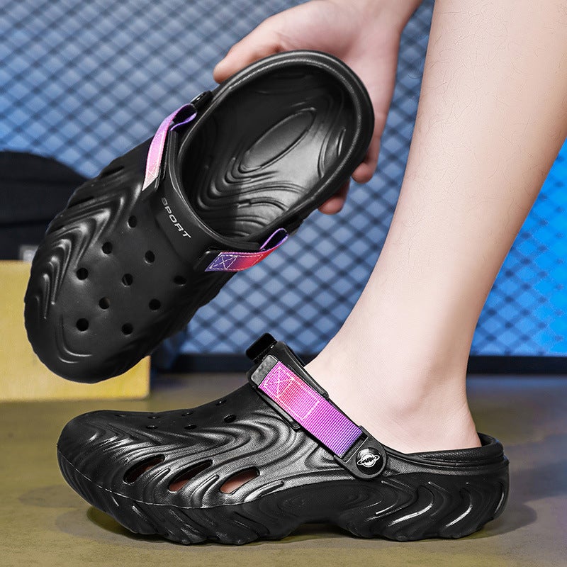 Dropshipping Large Size Perforated Shoes For Men 2026 New Model Outdoor Beach Shoes Eva Non-Slip Closed-Toe Detachable Sandals - Image 1