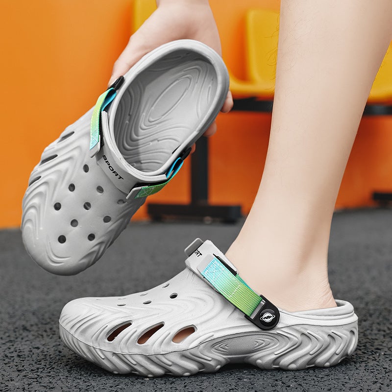 Dropshipping Large Size Perforated Shoes For Men 2026 New Model Outdoor Beach Shoes Eva Non-Slip Closed-Toe Detachable Sandals - Image 5
