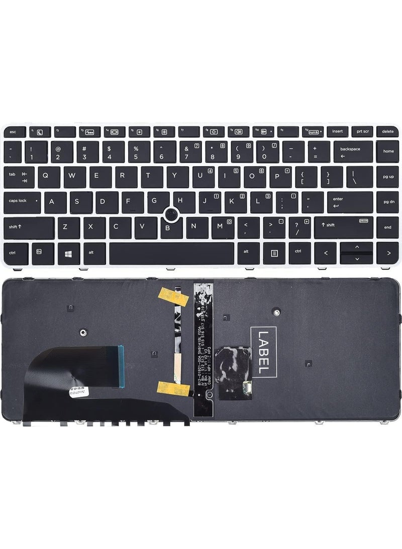 Terabyte استبدال لوحة مفاتيح جديدة لجهاز HP Elitebook 840 G3 848 G3، Elitebook 745 G3 745 G4 سلسلة لابتوب مع إطار فضي مضاء لوحة مفاتيح أمريكية - Image 2