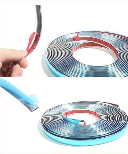 SCUARI 1/2 Inch Wide Chrome Tape,25FT Chrome Tape for Cars,Car Accessories Car Trim,Automotive Chromes Trim Molding,Auto Body Chromes Trims Strip,Universal Trims for Most Truck RV Door Window - Image 4