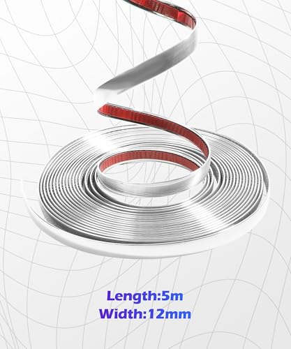 SCUARI 1/2 Inch Wide Chrome Tape,25FT Chrome Tape for Cars,Car Accessories Car Trim,Automotive Chromes Trim Molding,Auto Body Chromes Trims Strip,Universal Trims for Most Truck RV Door Window - Image 3