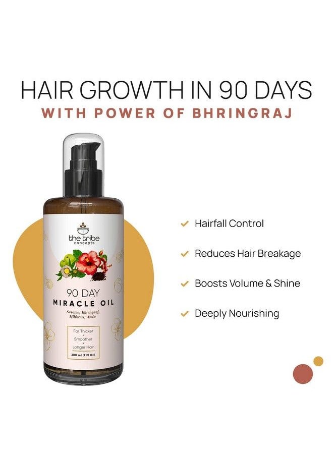 The Tribe Concepts - The Tribe Concept 90 Day Miracle Hair Oil Hair Growth Oil Hairfall & Breakage Control Nourishing Shine With Bhringraj Hibiscus Amla 100% Chemical Free & Natural 200 Ml - Image 1
