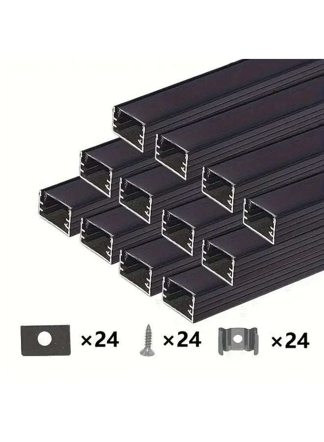 نظام قناة LED من الألومنيوم الفضي بطول 1 متر مع غطاء موزع أبيض، مجموعة من 12 قطعة - Image 5