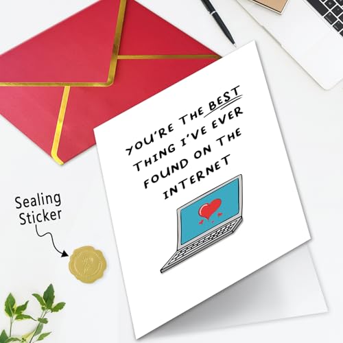 Ziwenhu Funny Internet Dating Card for New Boyfriend, Cute Anniversary Card for Girlfriend, Happy 1 Year Anniversary Card, Valentines Day Gift for Husband Wife… - Image 5