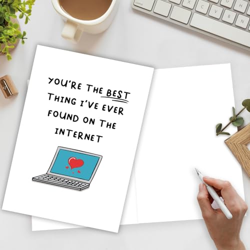 Ziwenhu Funny Internet Dating Card for New Boyfriend, Cute Anniversary Card for Girlfriend, Happy 1 Year Anniversary Card, Valentines Day Gift for Husband Wife… - Image 3