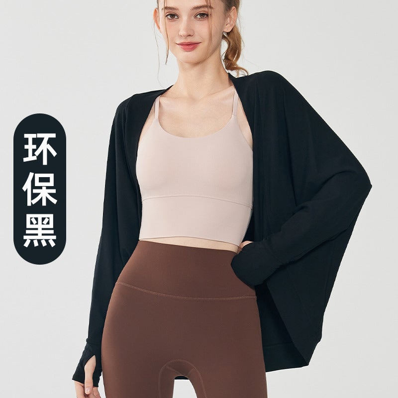 Womens Loose Modal Yoga Cardigan Environmentally friendly black 