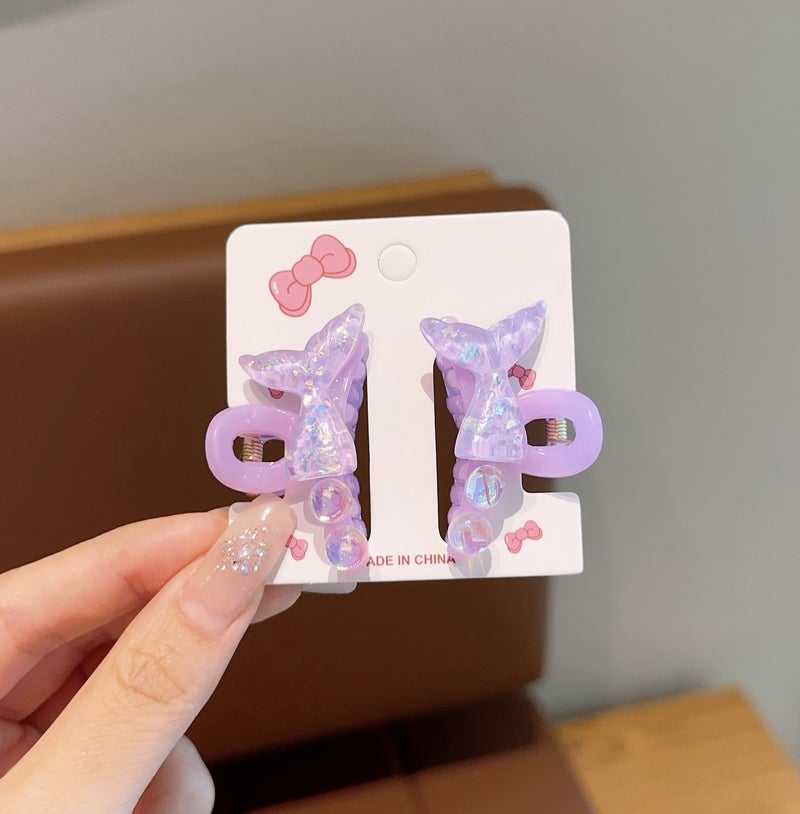 Generic New Childrens Mermaid Grab Clip small size Little Girls Broken Hair Side Clip Bangs Clip Princess Hair Clip Hair Clip Headwear 6# purple fishtail grip clip