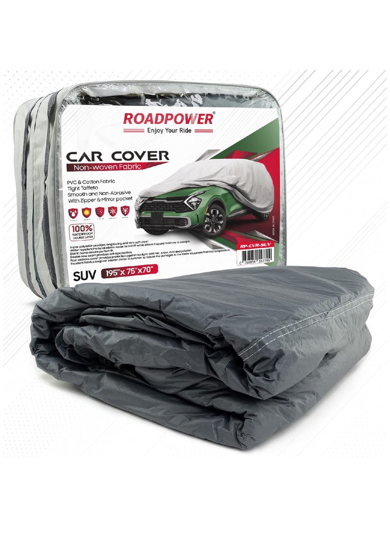 RoadPower غطاء جسم السيارة بسحاب مع جيب مرآة (مركبة رياضية، 195 بوصة × 75 بوصة × 70 بوصة)  - Image 1