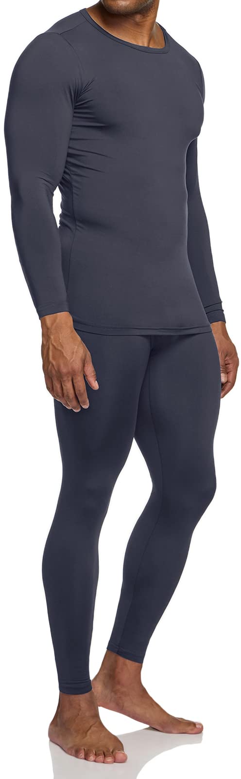 TSLA Mens Thermal Underwear Set Microfiber Soft Fleece Lined Long Johns Winter Warm Base Layer Top Bottom Soft Micro Fleece Dark Grey XLarge