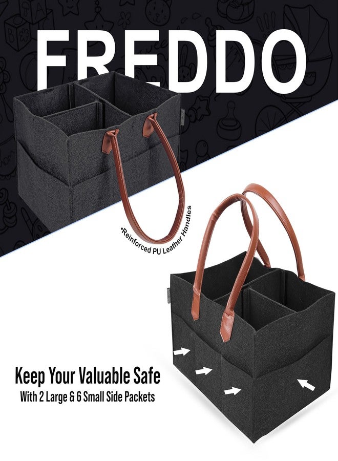 FREDDO Baby Diaper Caddy Organizer for Car Travelling and Nursery Storage Bin Felt Regular Size -DARK GREY Color, Pack of 1 Piece - Image 3