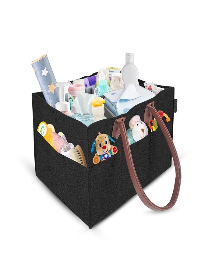 FREDDO Baby Diaper Caddy Organizer for Car Travelling and Nursery Storage Bin Felt Regular Size -DARK GREY Color, Pack of 1 Piece - Image 1