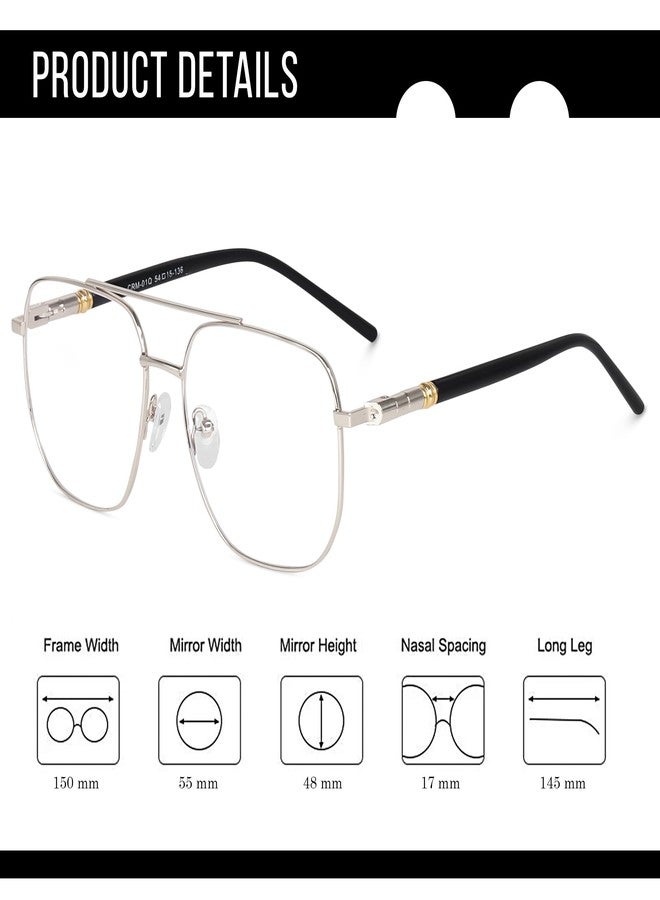 Dervin Blue Light Blocking Blue Cut Zero Power anti-glare Retro Square Eyeglasses frame for Eye Protection from UV by Computer/Tablet/Mobile/Laptop (Silver-Clear) - Image 5