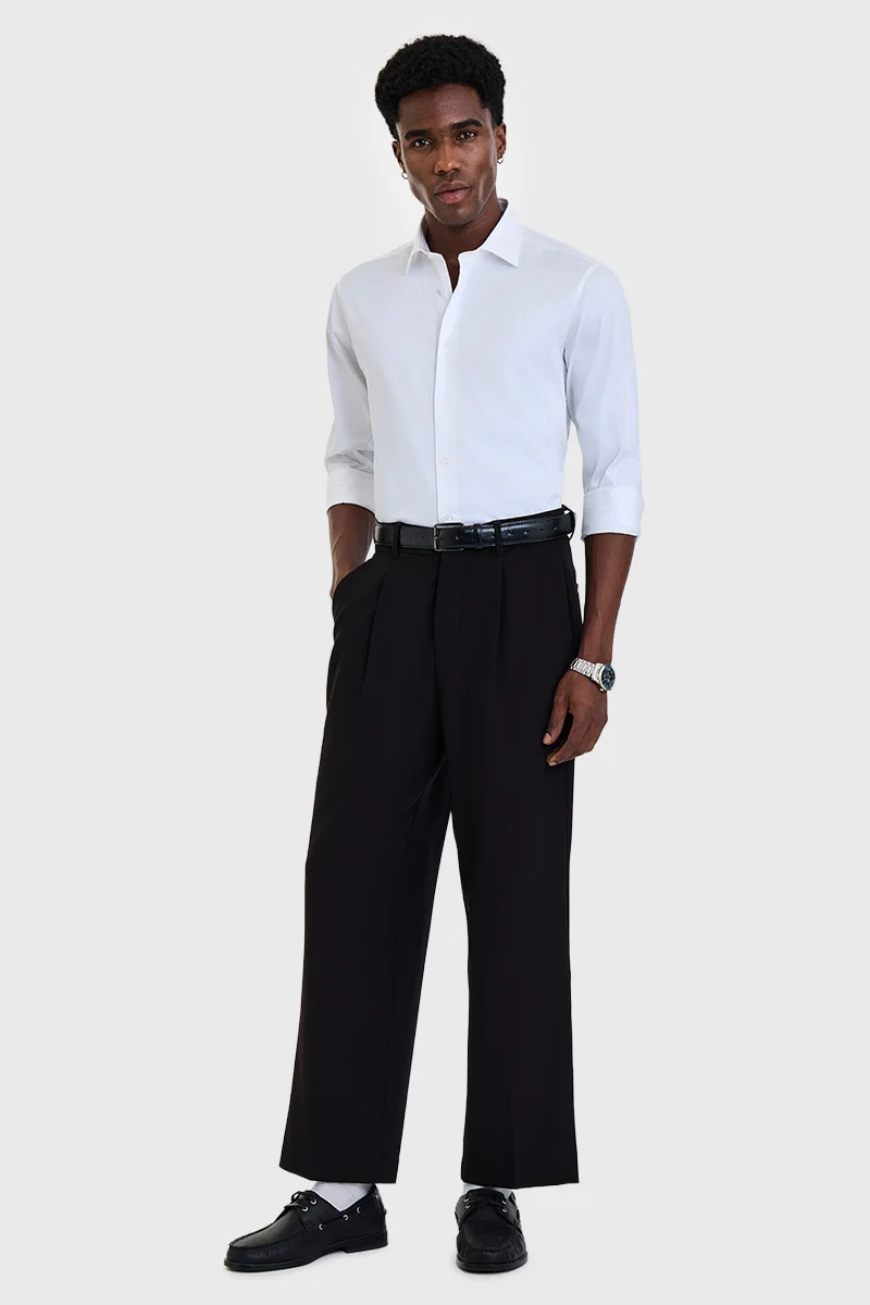 SNITCH White Textured Long Sleeve Slim Fit Shirt