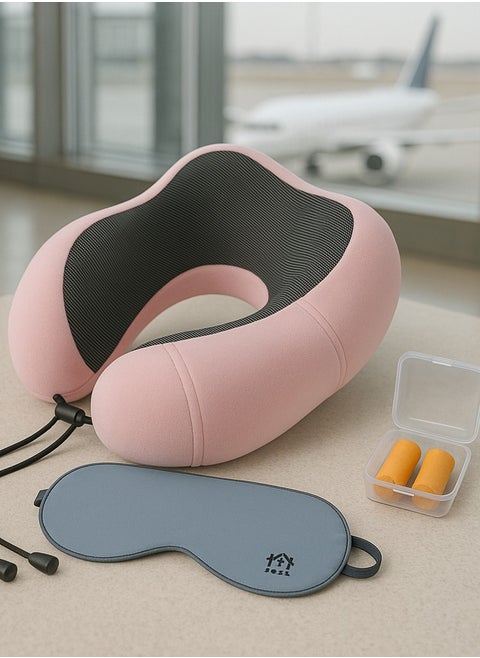 Travel Pillow Memory Foam Neck Pillow Comfort on the Go Washable U Shaped Plush Cooling Cover for Sleeping Car Train Bus