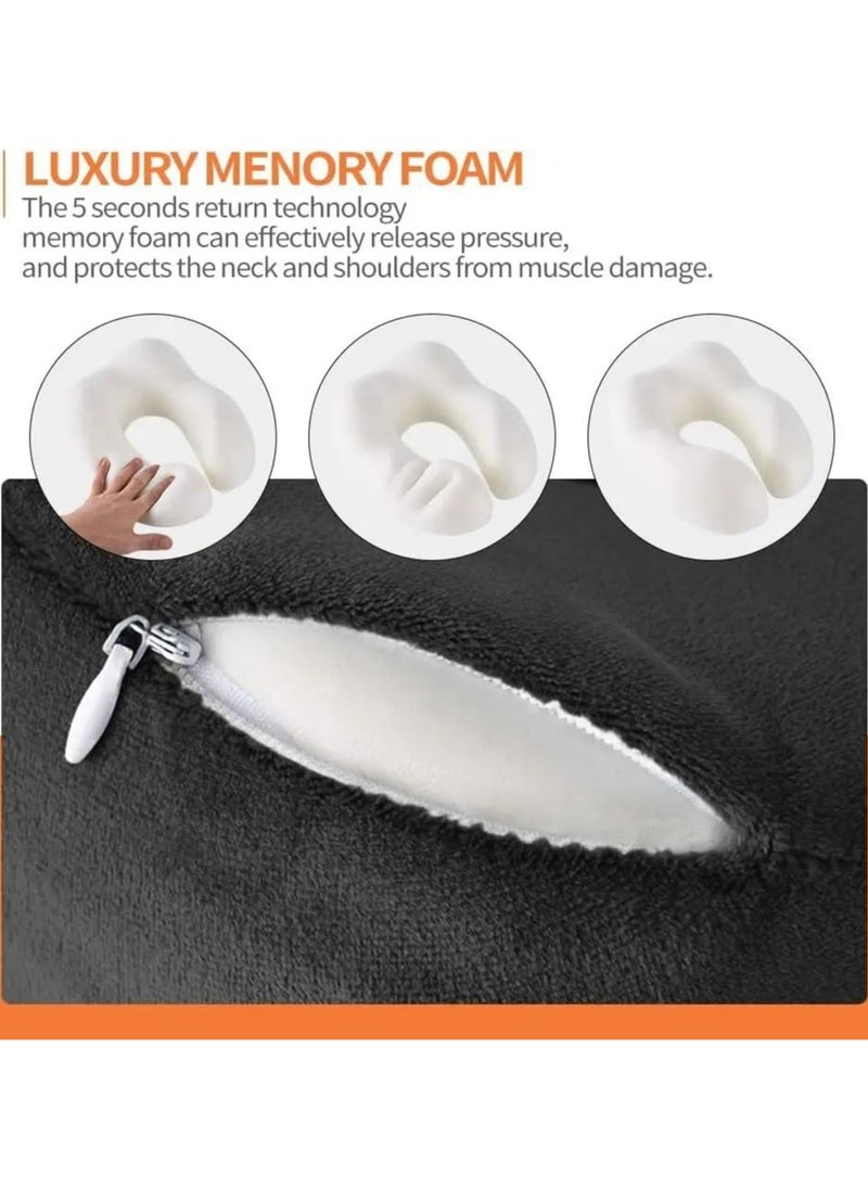 F.A.M.S - Travel Pillow Memory Foam Neck Pillow Comfort on the Go Washable U Shaped Plush Cooling Cover for Sleeping Car Train Bus - Image 1