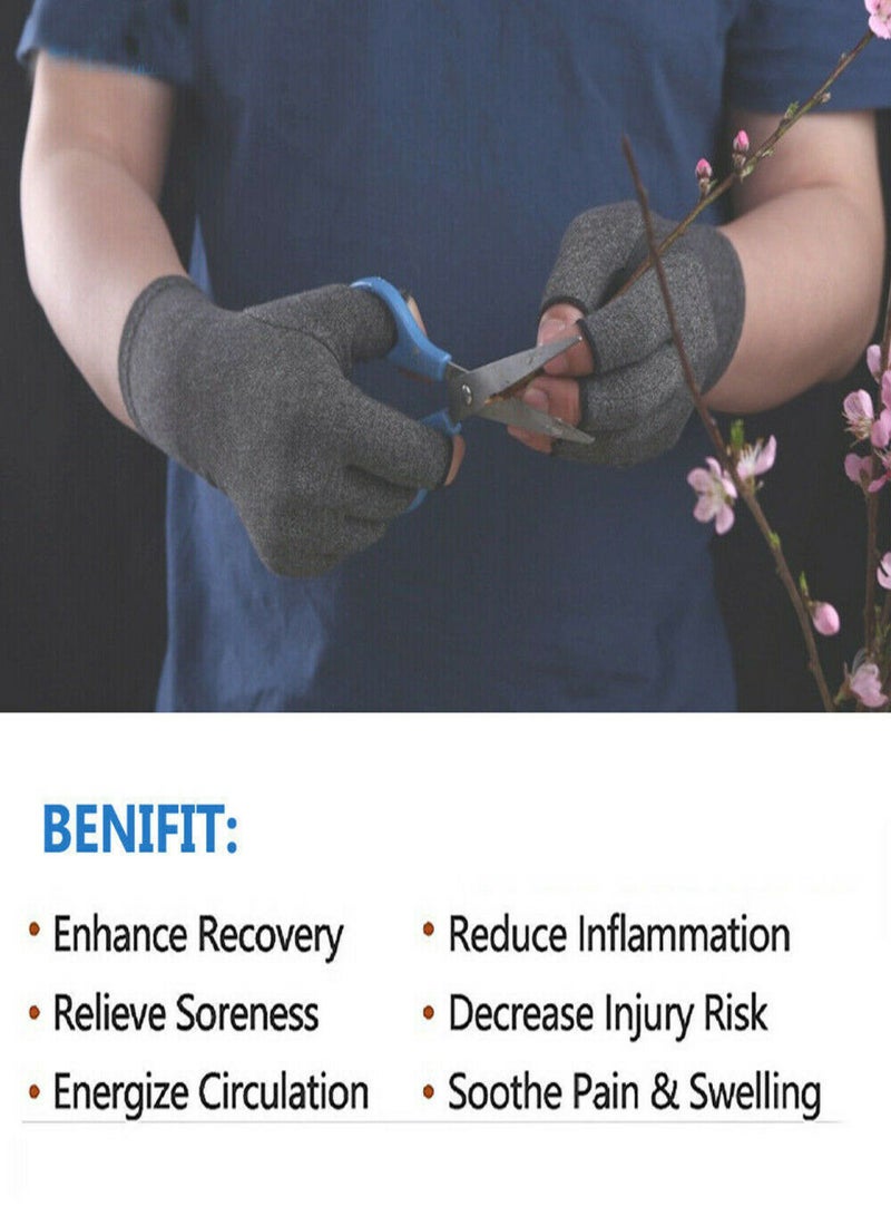Cotton half finger arthritis compression gloves recovery health care carpal tunnel wrist support without glue dispensing m double pack - Image 4