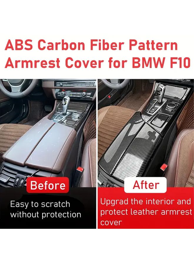 Carbon Fiber Style Console Armrest Cover For BMW 5 Series F10 F11 2011 2016 Models - Image 2