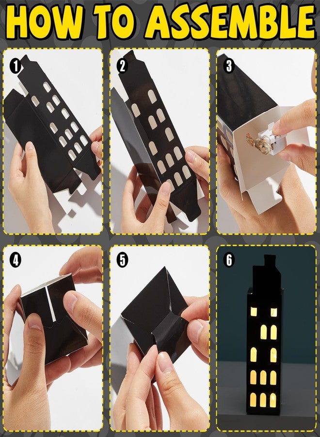 CHUNNIN 24Pcs Hero Party Favor Boxes Skyscraper City 3D Box with Lights Skyline Buildings Treat Boxes Super Themed Hero Party Centerpiece Decorations for Birthday Heroes Party Supplies (Warm - Image 4