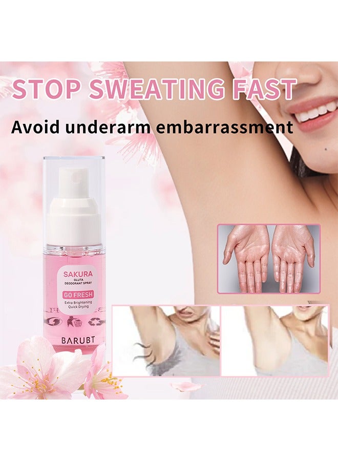 BARUBT Sakura Gluta Deodorant Spray -  Armpit Refreshing Antiperspirant Spray for Clean Armpit Odor, Body Odor, Sweat Odor,Brightening Quick Drying Deodorant Spray Under Armpit - Image 4