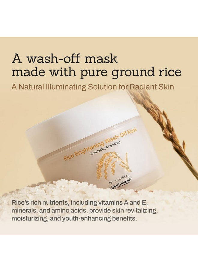 MEDITHERAPY - Rice Wash-Off Mask - Korean Glass Skin Face Mask Skincare - Hydrating Rice Clay Mask for Face - Natural Exfoliants Gently Improve Skin Texture, Even Skin Tone, and Restore Radiant Glow, 6.76 fl.oz - Image 1