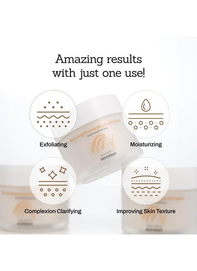 MEDITHERAPY - Rice Wash-Off Mask - Korean Glass Skin Face Mask Skincare - Hydrating Rice Clay Mask for Face - Natural Exfoliants Gently Improve Skin Texture, Even Skin Tone, and Restore Radiant Glow, 6.76 fl.oz - Image 1