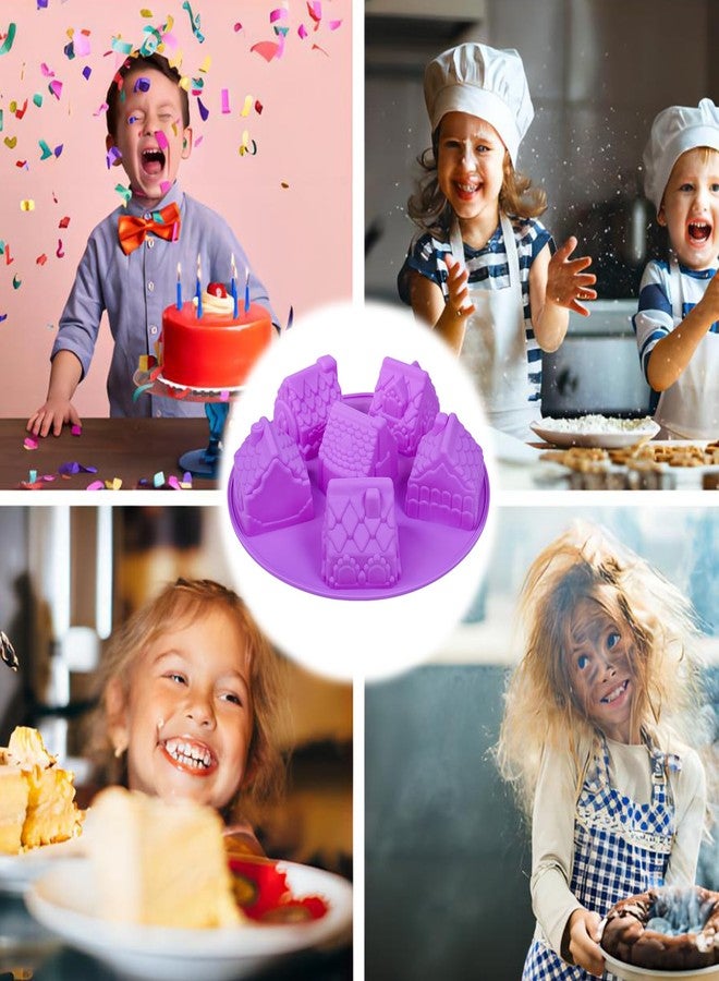 PhantomSky 6 Cell Silicone Gingerbread House Mould for Baking Cupcake Ice Cube Chocolate Jelly Candy Handmade Soap,Nonstick/BPA Free/Christmas Molds for Chocolate/Colors are Shipped Randomly - Image 5