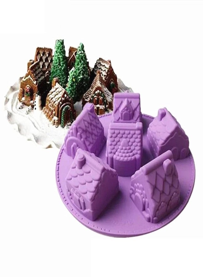 PhantomSky 6 Cell Silicone Gingerbread House Mould for Baking Cupcake Ice Cube Chocolate Jelly Candy Handmade Soap,Nonstick/BPA Free/Christmas Molds for Chocolate/Colors are Shipped Randomly - Image 2