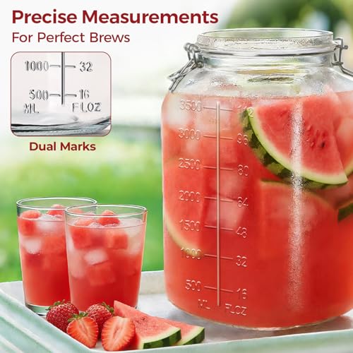 KTMAMA 1.1 Gallon Wide Mouth Glass Canisters with Airtight Lids & Measurement Marks (2-Pack) – Includes 2 Measuring Scoops & Labels, Food Storage Jars for Flour, Sugar & Baking Supplies | BPA-Free - Image 5