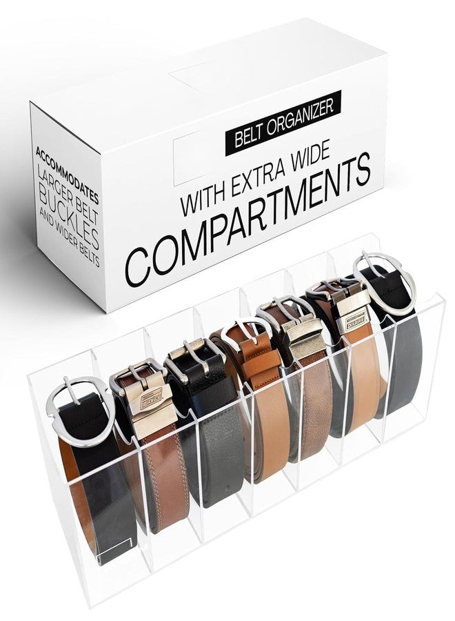 EHKO Belt Organizer for Larger Buckles with Extra Wide Compartments - 7 Compartments - Durable Acrylic Belt Organizer for Closet and Drawer - Image 1
