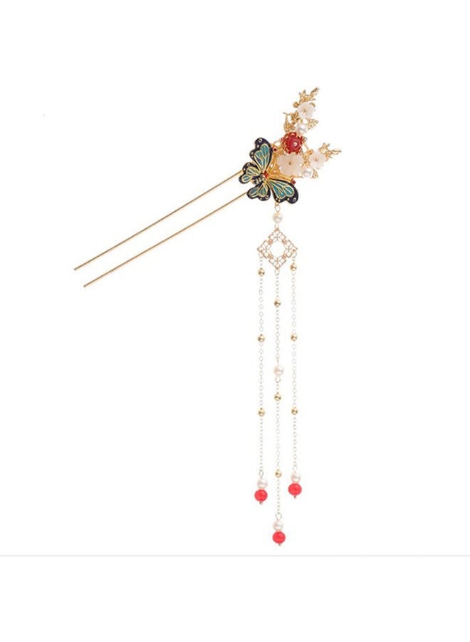 Engjajo Alloy Hair Sticks Pins Long Tassel Butterfly Flower Hanfu Chinese Hair Comb Set Earrings Traditional Classical - Image 4