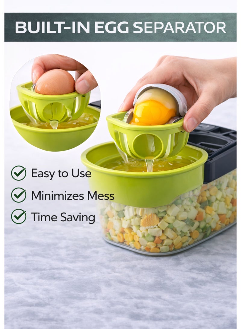 TSUMAB Multifunctional Vegetable Slicer & Chopper – 16-Piece Set, 1.2L Container, Interchangeable Blades, BPA-Free - Image 5