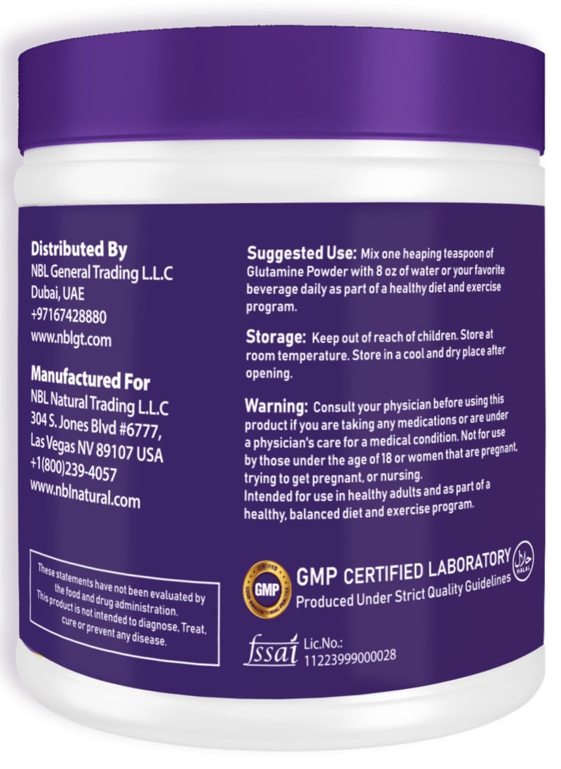 NBL Natural Glutamine Powder, Unflavoured, 300g, 58 Servings, 5g L-Glutamine Per Serving, Halal Certified  - Image 3