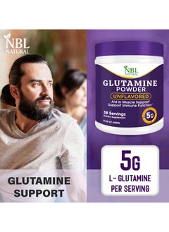 NBL Natural Glutamine Powder, Unflavoured, 300g, 58 Servings, 5g L-Glutamine Per Serving, Halal Certified  - Image 5