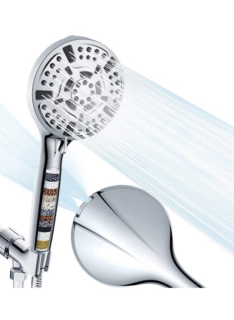 High Pressure Handheld Shower Head with Filters for Hard Water, 10 Modes for Water Saving, Built-in Power Wash for Easy Cleaning of Tubs, Tiles, and Pets