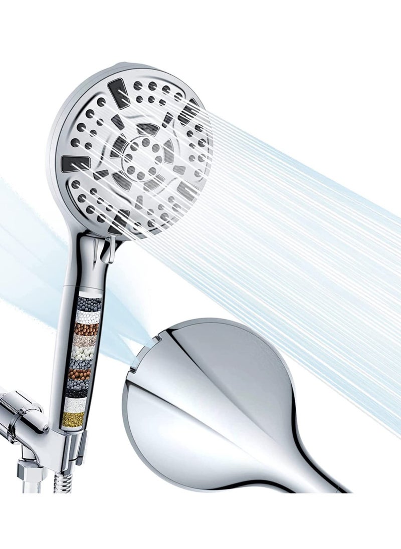 Generic High Pressure Handheld Shower Head with Filters for Hard Water, 10 Modes for Water Saving, Built-in Power Wash for Easy Cleaning of Tubs, Tiles, and Pets  - Image 1