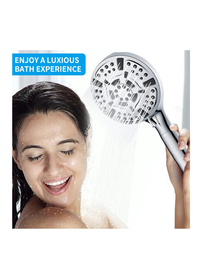High Pressure Handheld Shower Head with Filters for Hard Water, 10 Modes for Water Saving, Built-in Power Wash for Easy Cleaning of Tubs, Tiles, and Pets