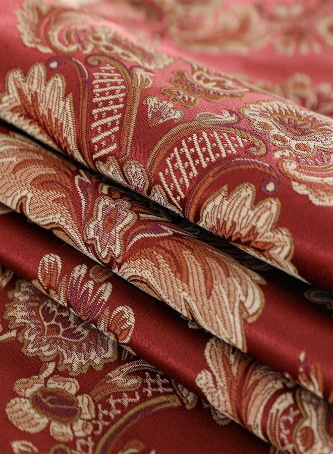 Fhberni Luxury Vintage Table Runner Embroidery Jacquard Fabric with Multi-Tassels Table Runners for Dining Room Dresser Wedding Holiday Party Fireplace Decorations-Burgundy, 13x62 inch - Image 3