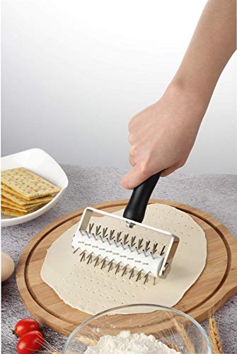 VINMEN AMPSEVEN Pizza Dough Docker Roller - Professional Stainless Steel Pastry Docker Roller with Spike for Homemade Baking Cake crackers Pie Hole Maker,Prevent Dough from Blistering - Image 5
