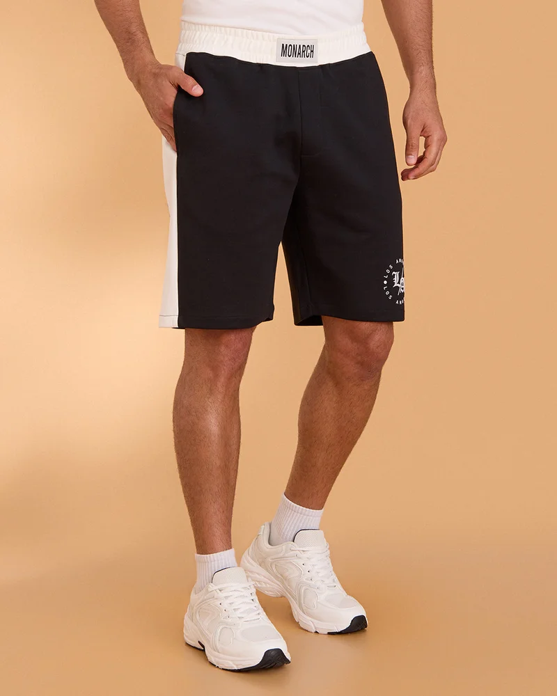 Redtag Men Black Embellished Shorts