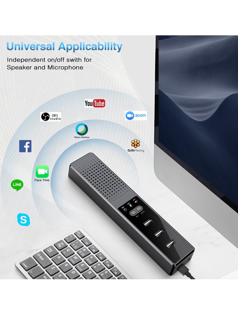 Excefore - 3-in-1 Computer Speaker with Microphone, USB Powered PC Speakers for Smart Home Office and Online Study, Portable External Desk Speakers with Hubs, Plug & Play - Image 1