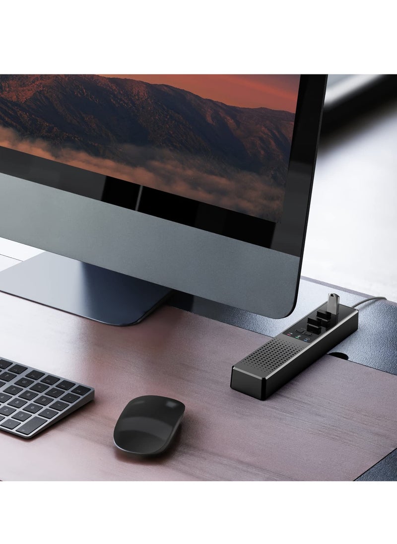 Excefore - 3-in-1 Computer Speaker with Microphone, USB Powered PC Speakers for Smart Home Office and Online Study, Portable External Desk Speakers with Hubs, Plug & Play - Image 1