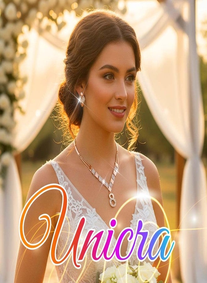 Unicra Rhinestone Gold Jewelry Sets Infinity Bridal Wedding Necklace Earrings Set Indian Formal Prom Costume Jewelry Set for Women and Brides (Gold) - Image 4