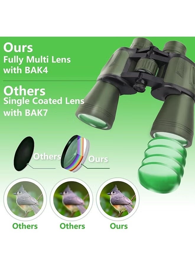 JOGAMS 20x50 High Power Waterproof Binoculars for Adults HD Optics Night and Low Light Vision with Phone Adapter Carrying Case and Strap for Hunting and Bird Watching 19 x 18 x 7cm - Image 3
