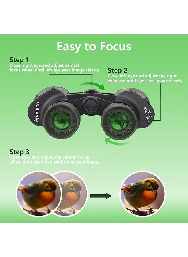 JOGAMS 20x50 High Power Waterproof Binoculars for Adults HD Optics Night and Low Light Vision with Phone Adapter Carrying Case and Strap for Hunting and Bird Watching 19 x 18 x 7cm - Image 4