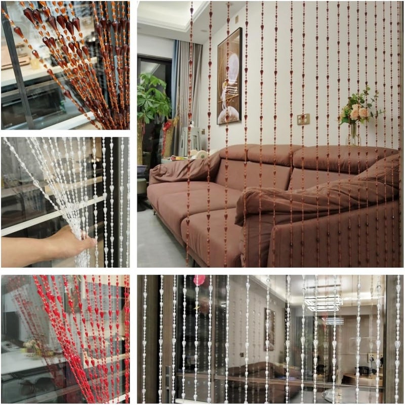 ave split Beaded Curtain Doorways Acrylic Hanging Door Beads String Curtains Tassel Room Divider Screen Decor for Doorway Window Living Room Wedding (042 Rose red, 39 inch x 78.7 inch) - Image 5