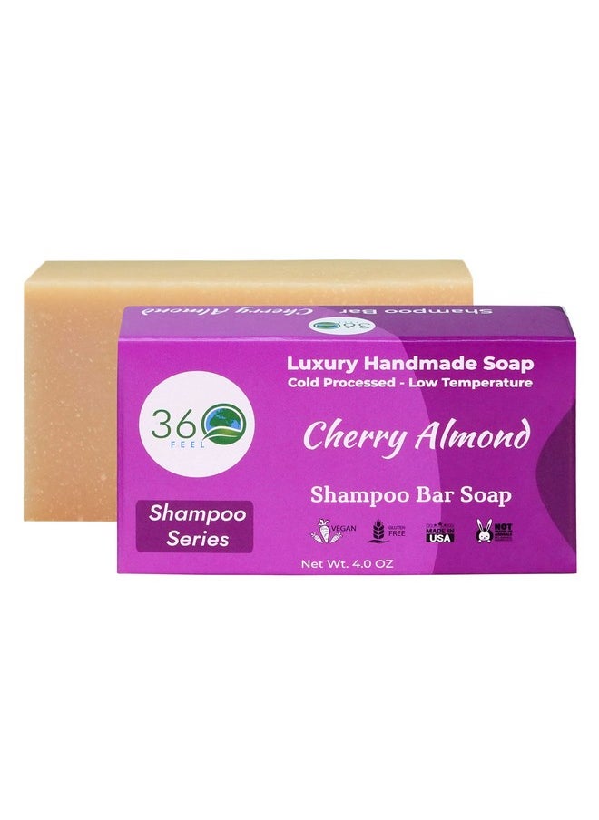 360Feel - Cherry Almond Shampoo Bar Soap Treats Itchy & Dry Scalp Hair Treatment With Essential Oils Vegand & Natural Ingredients Tsa Approved Great For Hair Body & Beard - Image 1