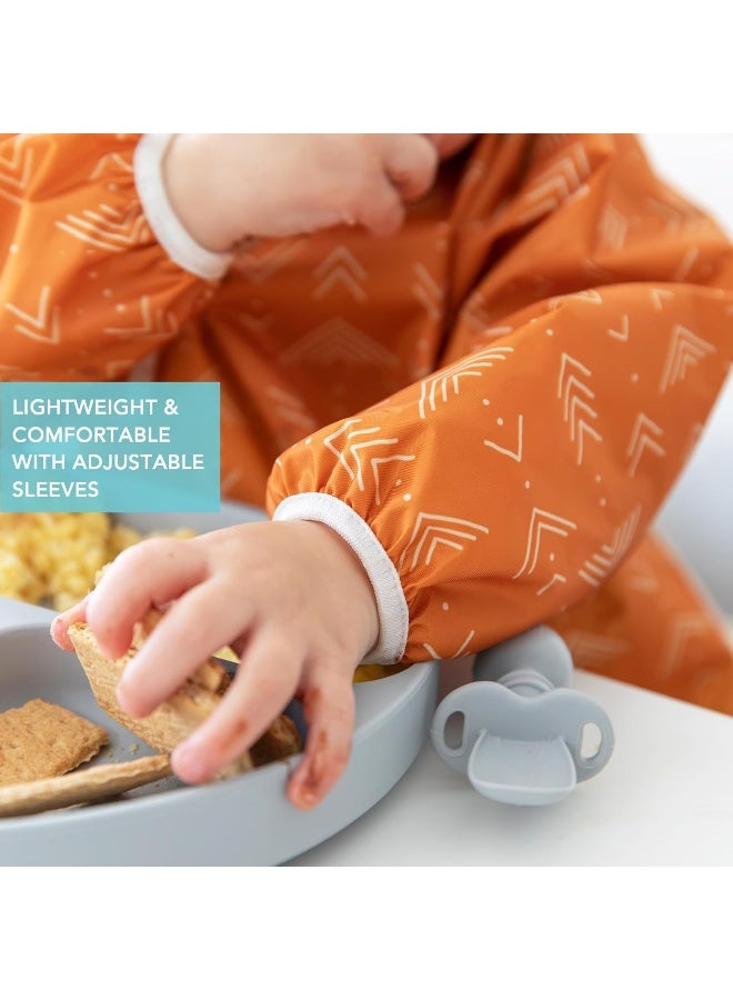 Bumkins Sleeved Bib for Girl or Boy, Baby and Toddler for 6-24 Mos, Essential Must Have for Eating, Feeding, Baby Led Weaning Supplies, Long Sleeve Mess Saving Food Catcher, Soft Fabric, Boho Orange - Image 4